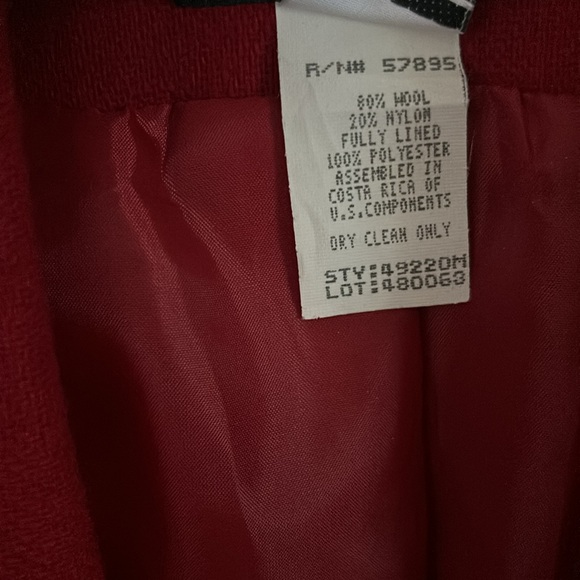 Vintage Requirements Wool Blend Red Womens Blazer Size 16 - Picture 6 of 7